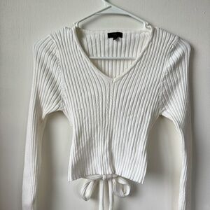 White knit long sleeve, open back, size medium/large